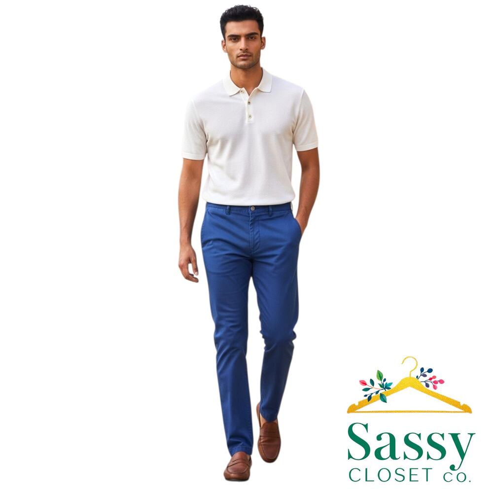 Domenico Tagliente Pants Mens 29 Blue Italian Slim Straight Chino Trousers EUC